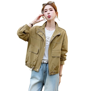 水洗棉外套女短外套图片