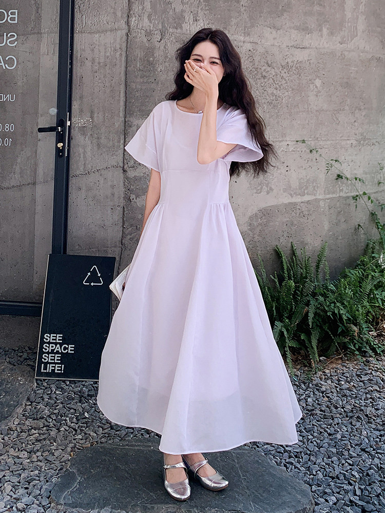 法式浪漫浅紫色连衣裙女夏2025新款度假风公主裙流行温柔风超火,女装连衣裙,浙宝305
