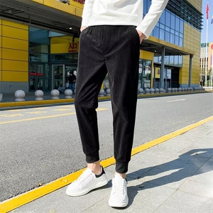 纯色西装裤子秋冬毛呢西裤男直筒修身休闲裤男士束脚九分裤D014图片