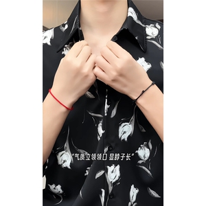 短袖衬衫男+短裤男潮流休闲套装男M-5XL大码TZ78712P50控98模特图图片