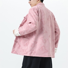 男士外套麂皮绒印花夹克盘扣立领唐装龙XZ1512-2508-P85，男装夹克，星座1512