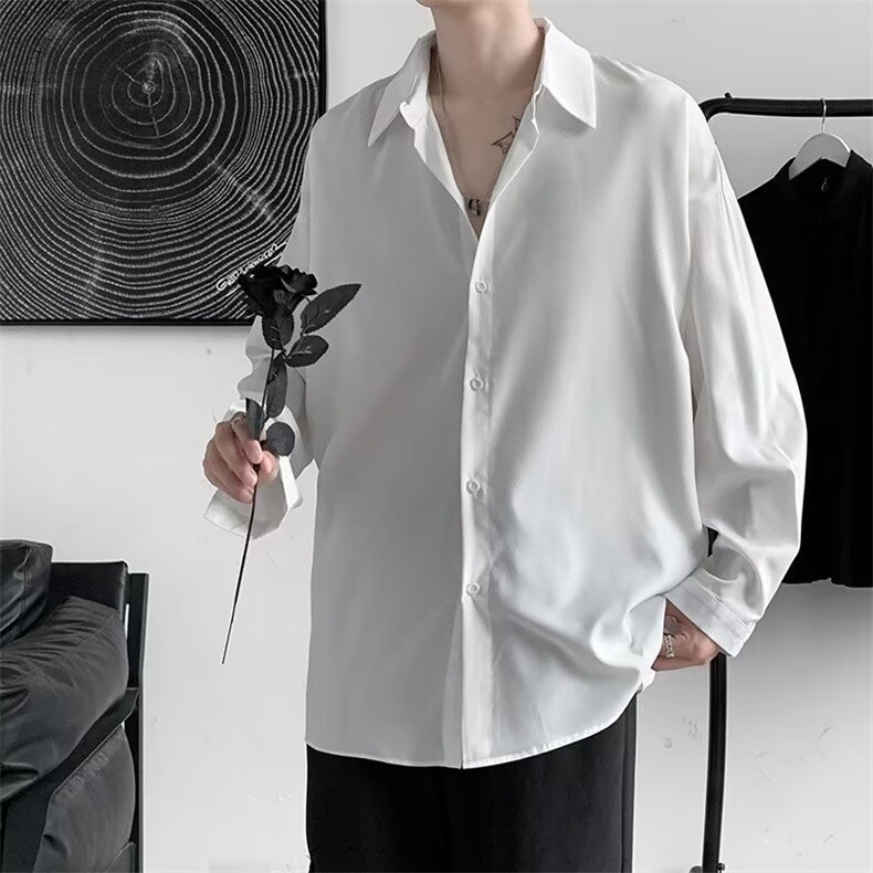 男春秋情侣宽松休闲衬衣C20P25图片