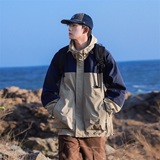 春季新款港风三防户外夹克男连帽冲锋衣外套DSA157B-JK163-P85，男装夹克，电商A157B