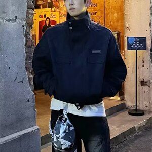 工装夹克外套男士高级感ins潮立领短款翻领拉链呢子上衣图片