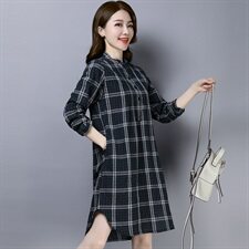 衬衫格子百搭时尚长款长袖2021年春季潮流，女装衬衫，小林双子