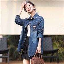 牛仔衬衫外套女2025新款春季宽松显瘦设计感早春小衫女装长袖衬衣，女装衬衫，丽影随形