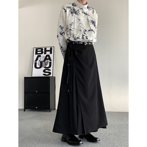 山本耀司层次感设计阔腿裤男女新中式裙裤休闲裤K4317P98图片