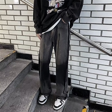 美式渐变牛仔裤男秋冬高街直筒裤潮ins宽松休闲长裤子RK1152-P46，男装牛仔裤，星座412-2
