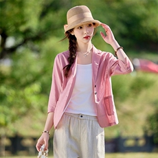 2026年春季文艺风长袖宽松女亲肤透气汉麻，女装衬衫，江南依恋