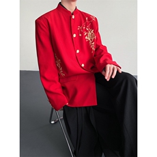 25新中式男士刺绣重工中山装婚服西装外套XZ190-P128，男装西服套装，电商B288