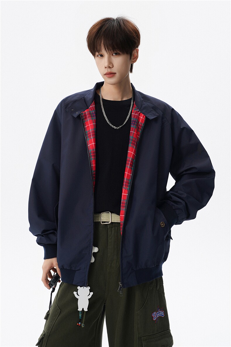 美式复古棒球服外套男春秋季潮牌拉链立领夹克宽松上衣服JK005,男装夹克,电商B312