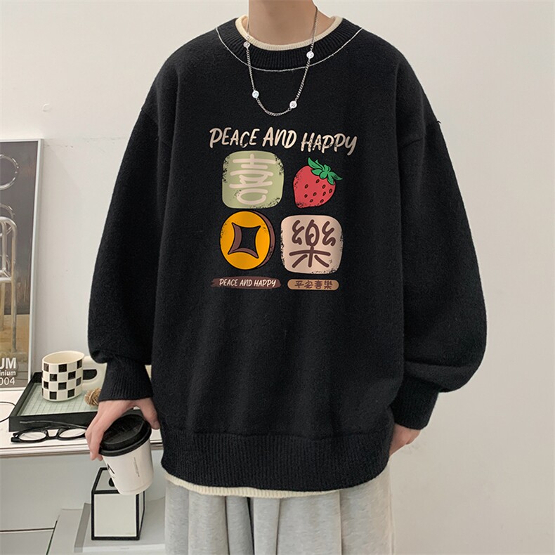 控78假两件毛衣男大码加绒针织衫男毛线衣M80322-P55加绒P70,男装针织衫/毛衣,电商A040
