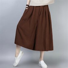 2021年夏季新款苎麻阔腿裤子女七分裤韩版休闲时尚松紧腰裙裤女，女装连体裤，简韵佳