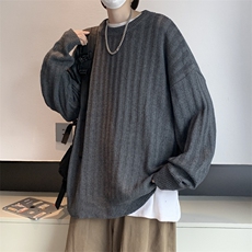 日系复古纯色痞帅套头毛衣男秋冬季休闲圆领宽松针织外套M763，男装针织衫/毛衣，星座1116A-1（原606A）