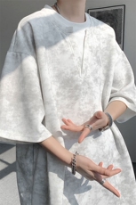 T10126-特批30控59夏季港风扎染V领假两件短袖T恤男大码宽松上衣，男装T恤，电商A059