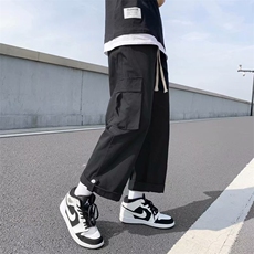 新款日系休闲裤男夏季潮牌工装直筒裤情侣运动阔腿九分裤K326-P30，男装休闲裤，星座1008
