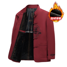 长期有货中老年风唐装棉服中山装盘扣男加绒复古棉衣外套，男装棉衣，钱塘723