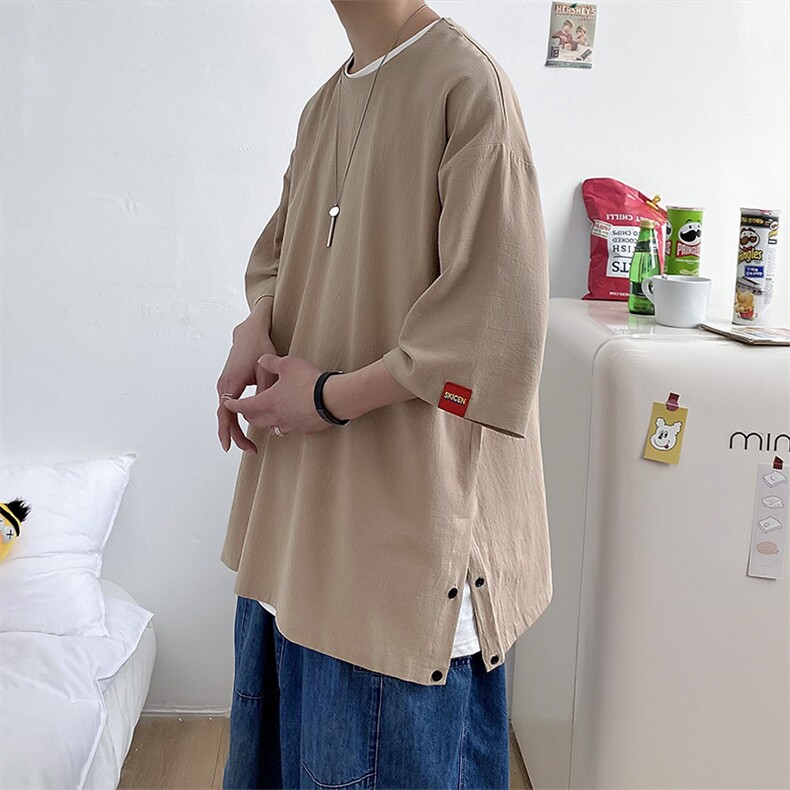 四色亚麻夏季薄款宽松大码短袖t恤TT06-P35控48,男装T恤,电商B315
