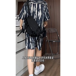 短袖衬衫男+短裤男潮流休闲套装男M-5XL大码TZ78719P50控98模特图图片
