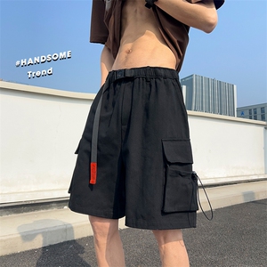 X2408-TP27控价48 机能黑色工装短裤男士夏季薄款透气宽松五分裤图片