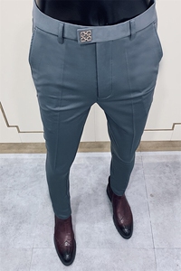 春季西裤男修身直筒高级感商务休闲裤男士裤长裤6180九分618—P55图片