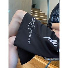 美式条纹刺绣运动短裤男夏季薄款潮牌宽松直筒五分裤潮流休闲中裤，男装牛仔裤，星座506A