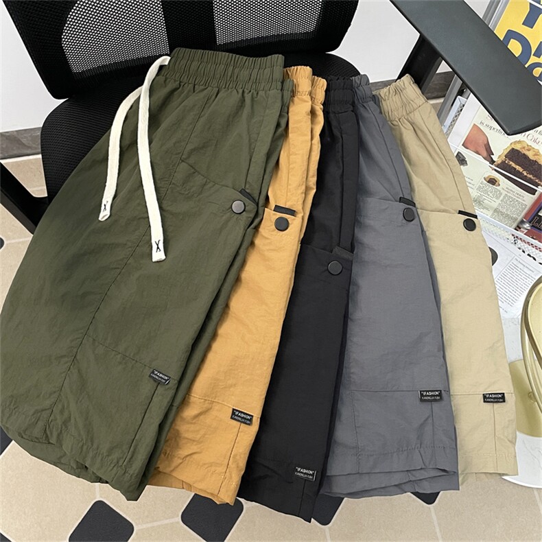 高品质夏男短裤冰丝速干褶皱工装大口袋贴标短裤D1310P37,男装牛仔裤,星座1013-1