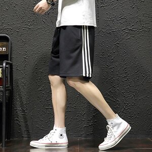 2021夏季新日系瓷砖墙大码男运动条纹卫裤休闲裤短裤K2036-P30图片