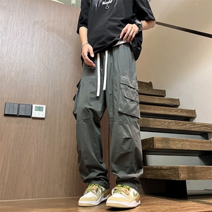 2025春夏款港风纯棉宽松休闲百搭工装裤休闲裤K24121-P55图片