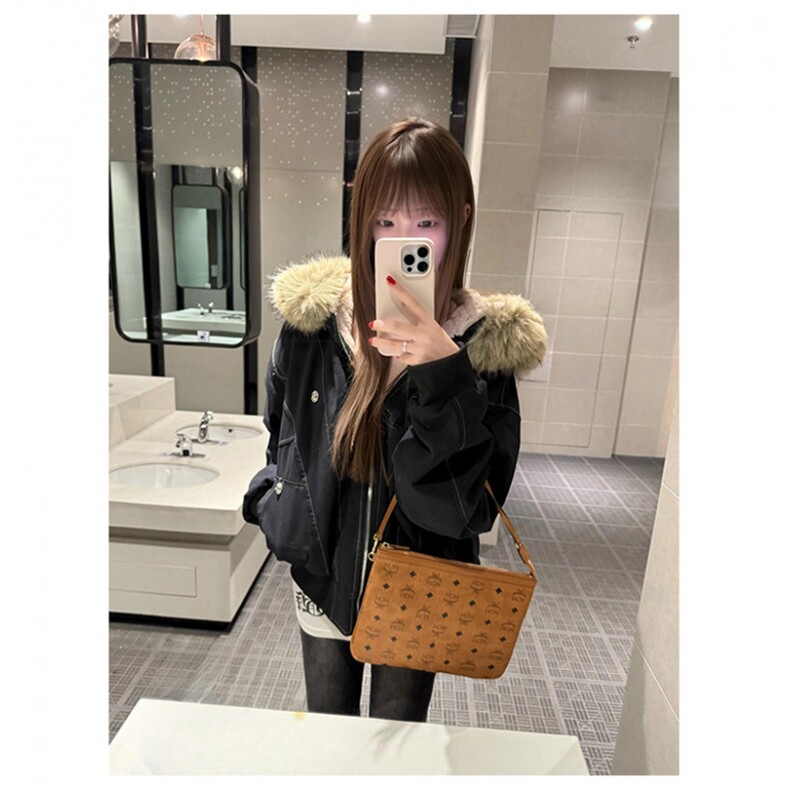 现货重磅boxy短款棉衣座山雕大毛毛领男女棉服水洗工装厚外套,男装棉衣,电商A486