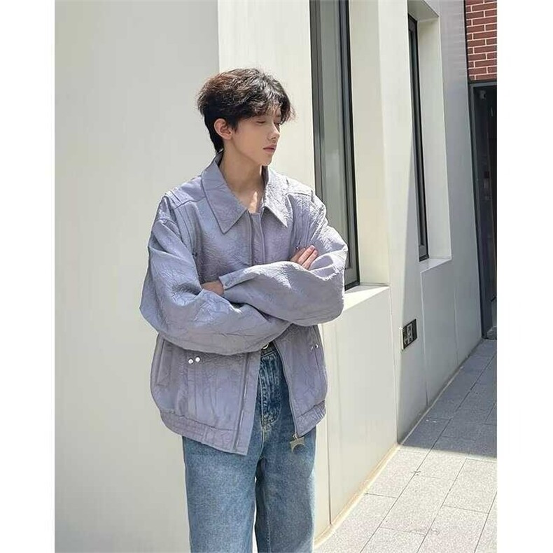 644-P45外套男春秋季2025新款设计感小众痞帅美式高街宽松休闲,男装T恤,电商B323A