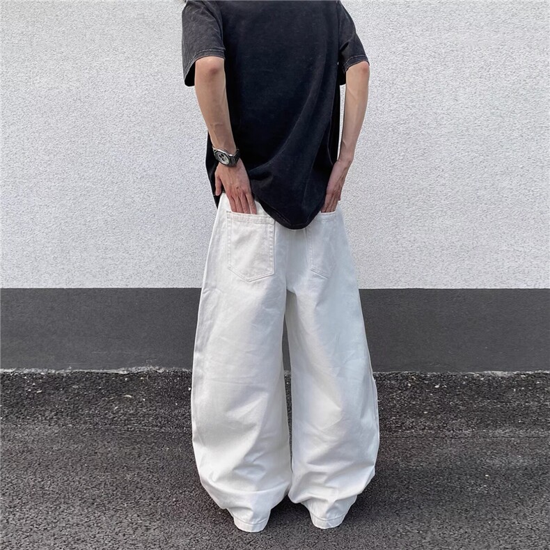 阔腿牛仔裤男款夏季美式潮牌直筒裤高街显瘦裤子NZ9020,男装牛仔裤,星座516A
