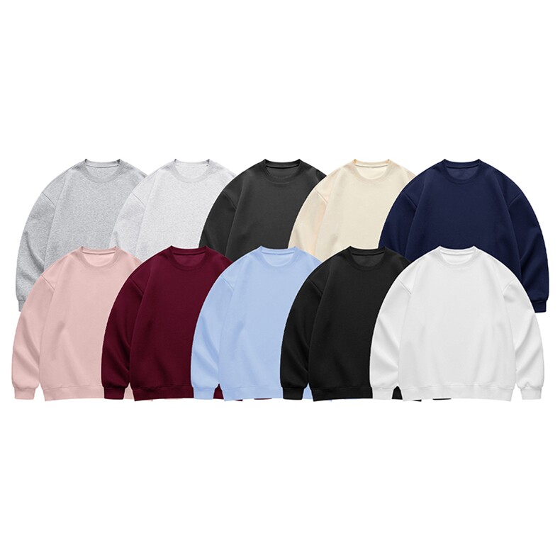 抖音得物重工品460克全棉重磅同底同色粗矿纹理美式纯色圆领卫衣，男装卫衣，电商A486-1