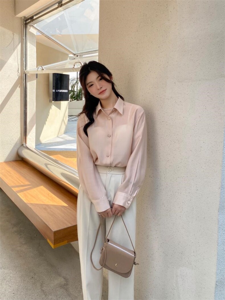 简单百搭款衬衫，温柔韩系，女装衬衫，奢纹