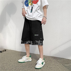 排扣短裤男夏季腰果花五分裤韩版ins潮牌假两件运动裤DK6053-p28，男装休闲裤，星座1008
