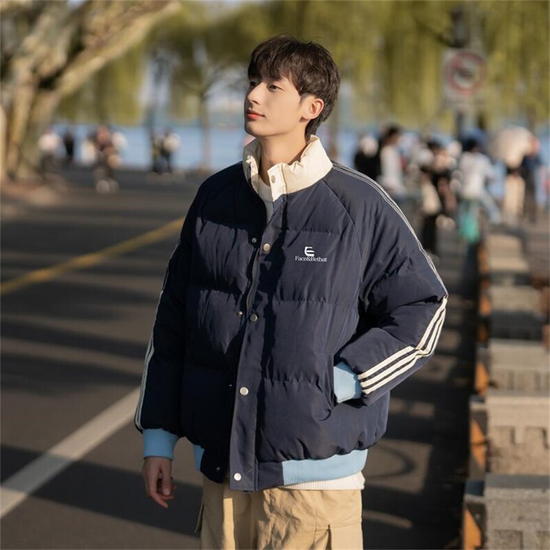 美式拼接棉服男冬季新款宽松立领面包服小个子棉衣外套8857/P105,男装棉衣,星座506