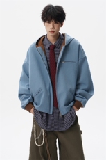 8XL-M美式复古撞色连帽水洗夹克男高级感做旧情侣外套JK1327P88，男装夹克，电商D206-1