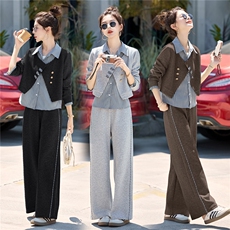 休闲运动套装秋季卫衣阔腿长袖网红显瘦宽松时尚春秋气质小个子，女装套装/套裙，琦鑫阁（原依鑫阁）