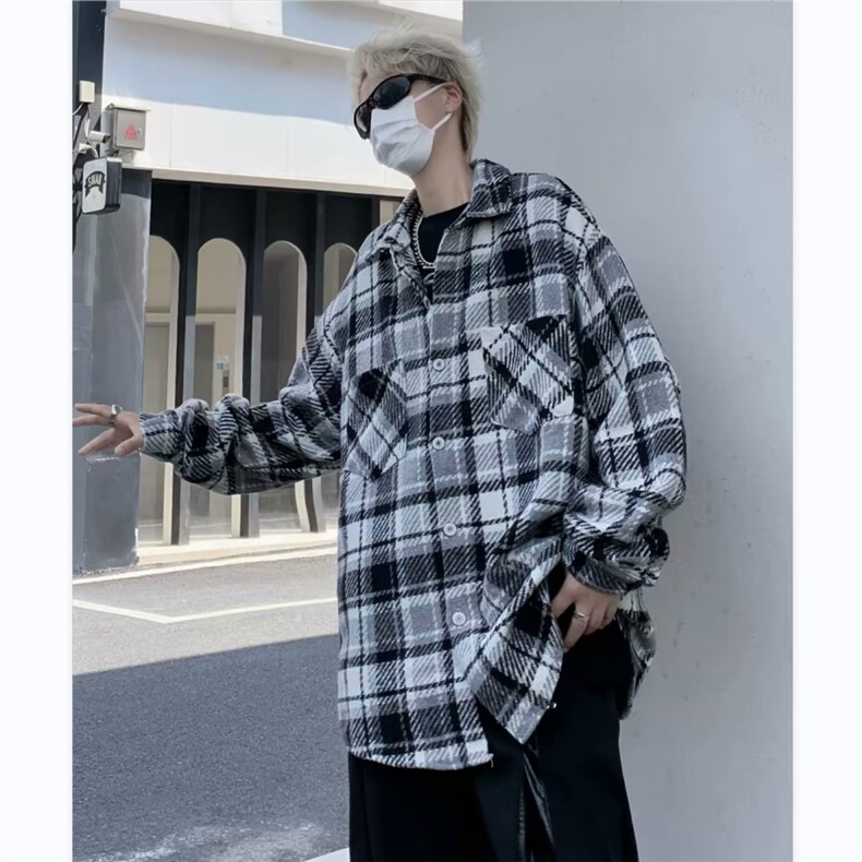格子夹克男韩版潮流小香风帅气2023秋冬新款ins宽松外套W5333-P55,男装夹克,星座412-3