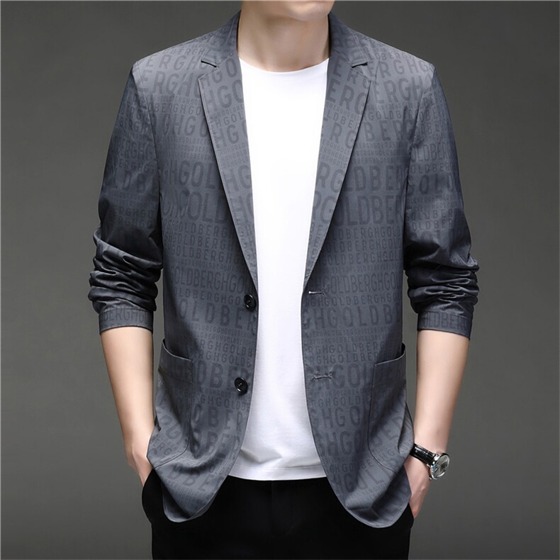 口袋中老年春季2023年翻领上衣单排扣长袖时尚西服YYA8835，男装西服，钱塘6003（原4033）