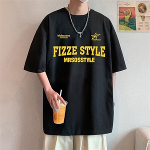 T788大码宽松纯棉运动圆领体恤衫oversize短袖T恤男重磅T图片