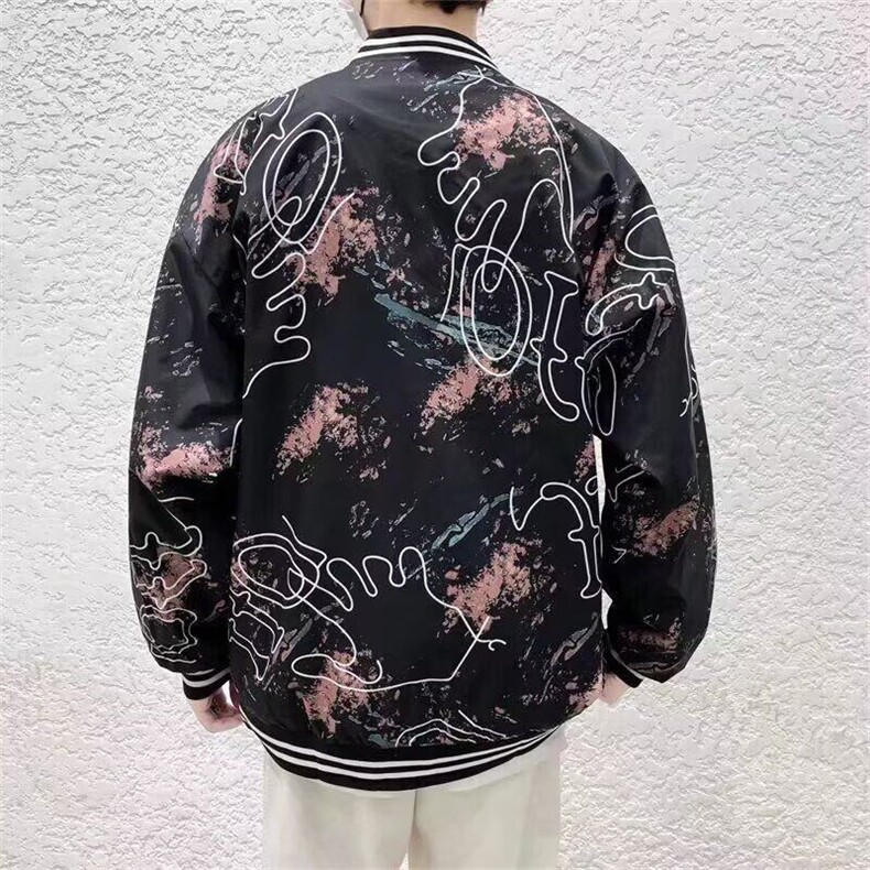 夹克棒球服男士韩版潮流宽松拼接印花2025春季ins外套W6399-P40,男装夹克,星座412-2