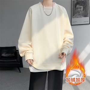 8XL-M加绒假两件卫衣加肥加大码美式复古圆领上衣WY5103P55加绒65图片