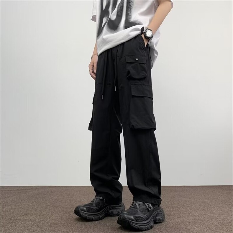 复古日系工装裤子男春秋季潮流美式宽松直筒阔腿休闲长裤，男装工装外套，星座716-3