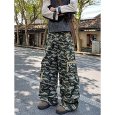 1506/QC0010/P61美式复古多口袋迷彩弯刀工装宽松阔腿直筒裤，男装工装外套，星座1506