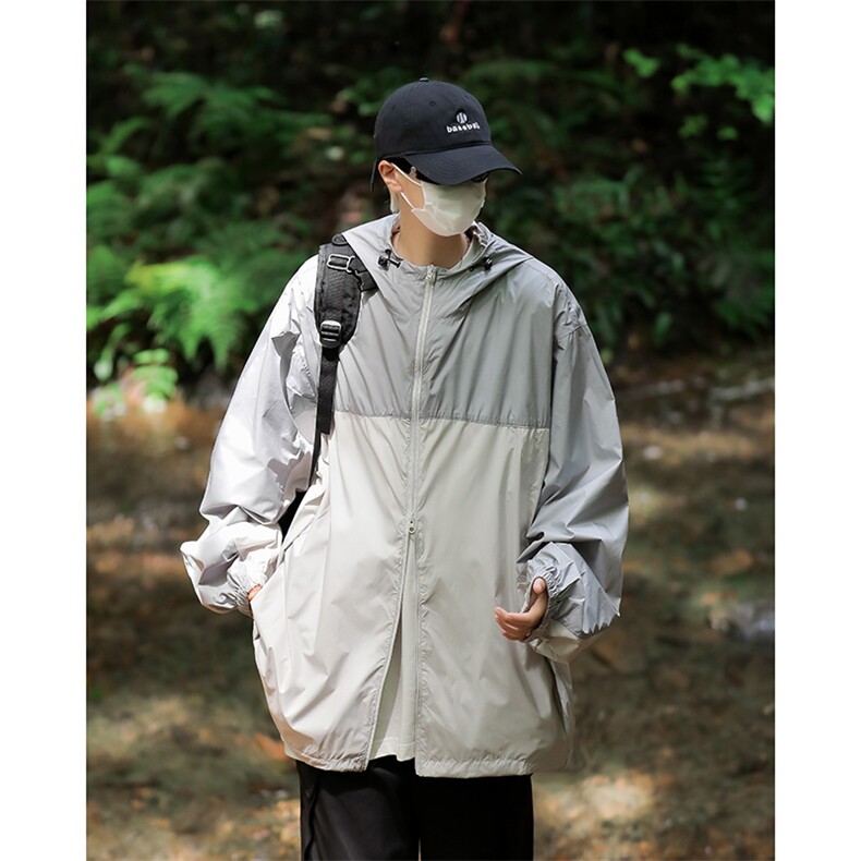 F333-P42夏季日系复古户外透气防晒衣男宽松连帽休闲夹克现货，男装防晒衣，星座512-6