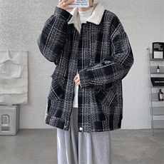 M-8XL格子羊羔毛棉服冬季大码小香风加绒外套加厚棉衣MF7001/P138，男装棉衣，电商B238
