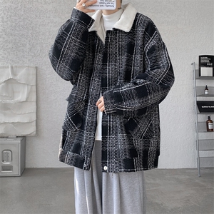 M-8XL格子羊羔毛棉服冬季大码小香风加绒外套加厚棉衣MF7001/P138图片