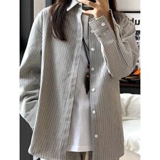 1506/QK160/P38条纹长袖衬衫日系衬衣男生夏季潮流百搭休闲外套，男装衬衫，星座1506