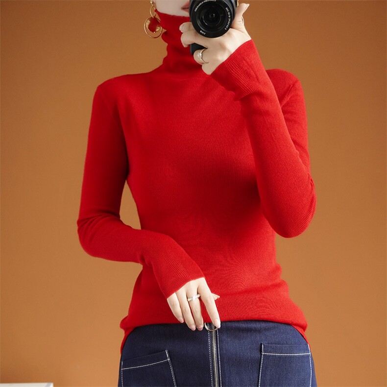 2025年秋季时尚百搭通勤简约休闲羊毛堆堆领，女装羊毛衫，朝思羊绒